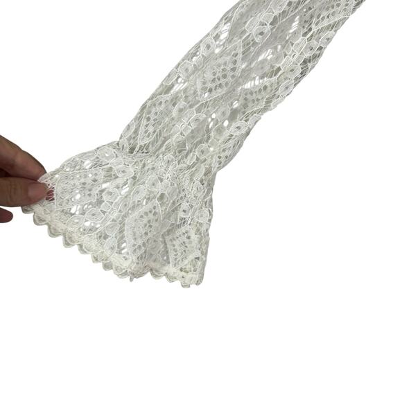 Vintage 70s White Lace Mini Dress Long Sleeve Boho Bridal Cottagecore XS-S - Picture 3 of 7